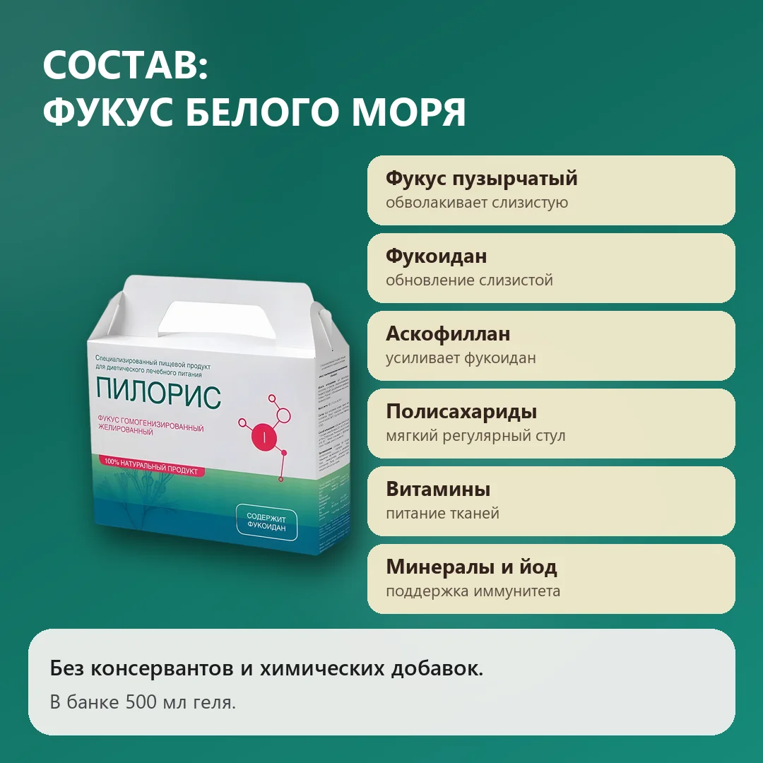 Состав Пилорис: гель из беломорского фукуса